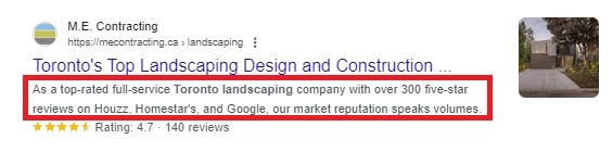 Meta Descriptions in search